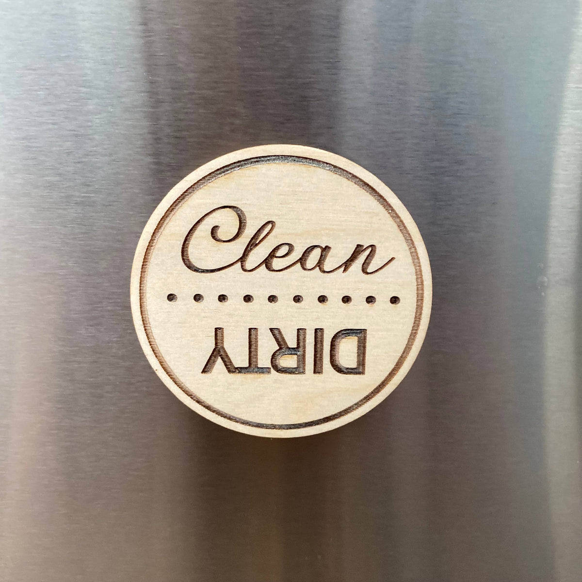 Dishwasher Clean & Dirty Engraved Wood Magnet — IN STOCK