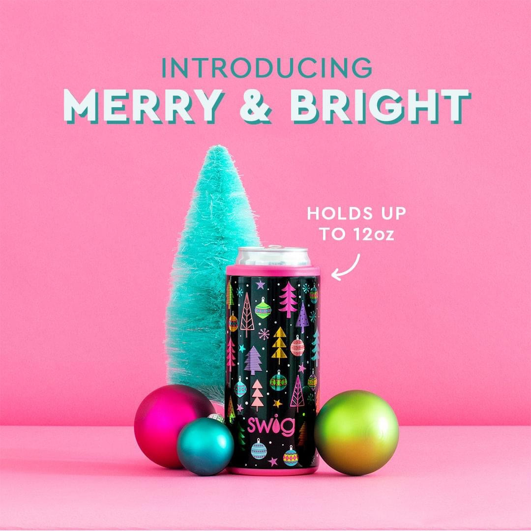 Swig 12oz Merry & Bright Skinny Can Cooler — IN STOCK