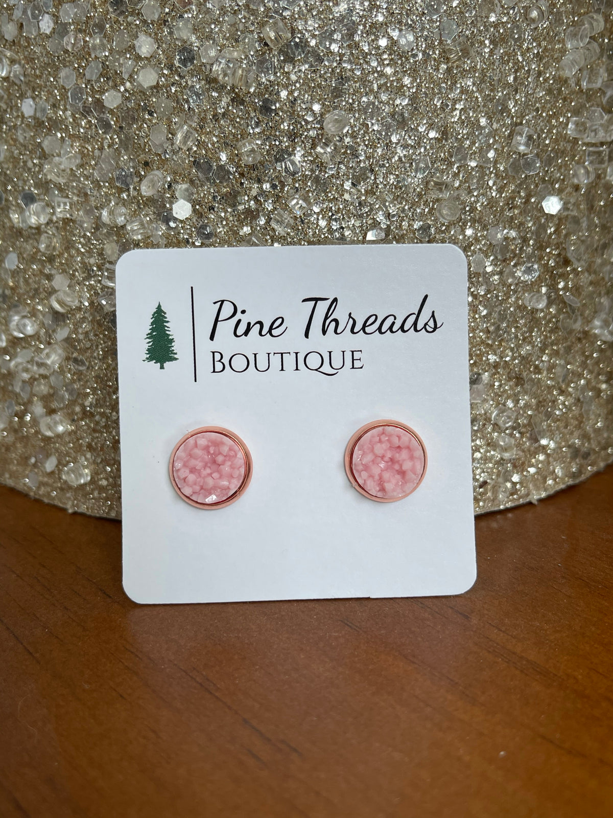 Light Pink/Rose Gold Druzy Studs — IN STOCK
