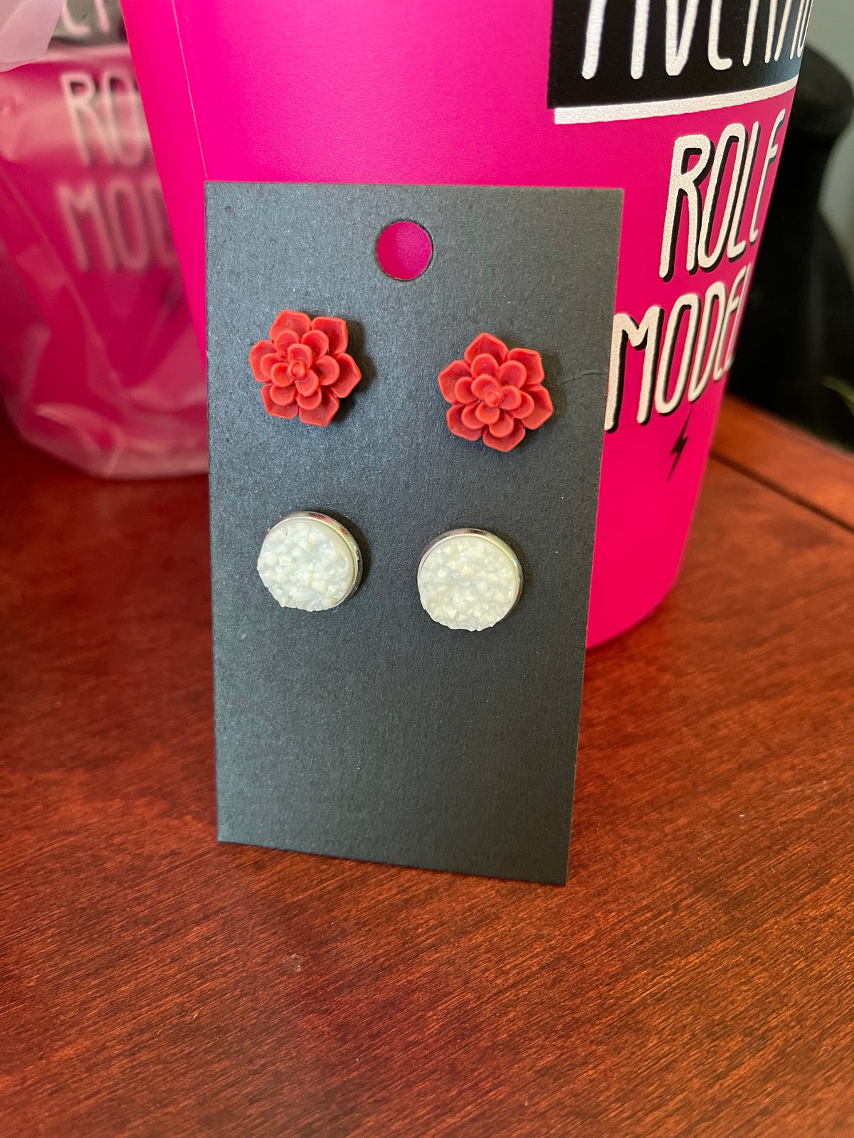 Red Succulent and Druzy Set — IN STOCK