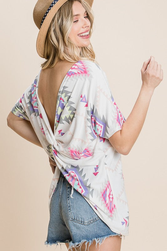 Twisted Back Aztec Top — IN STOCK