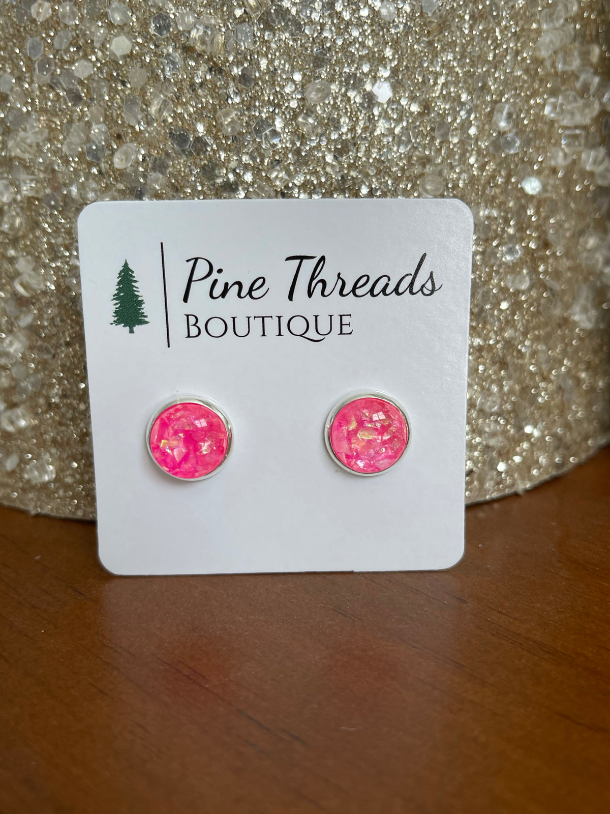 Hot Pink Iridescent Studs — IN STOCK