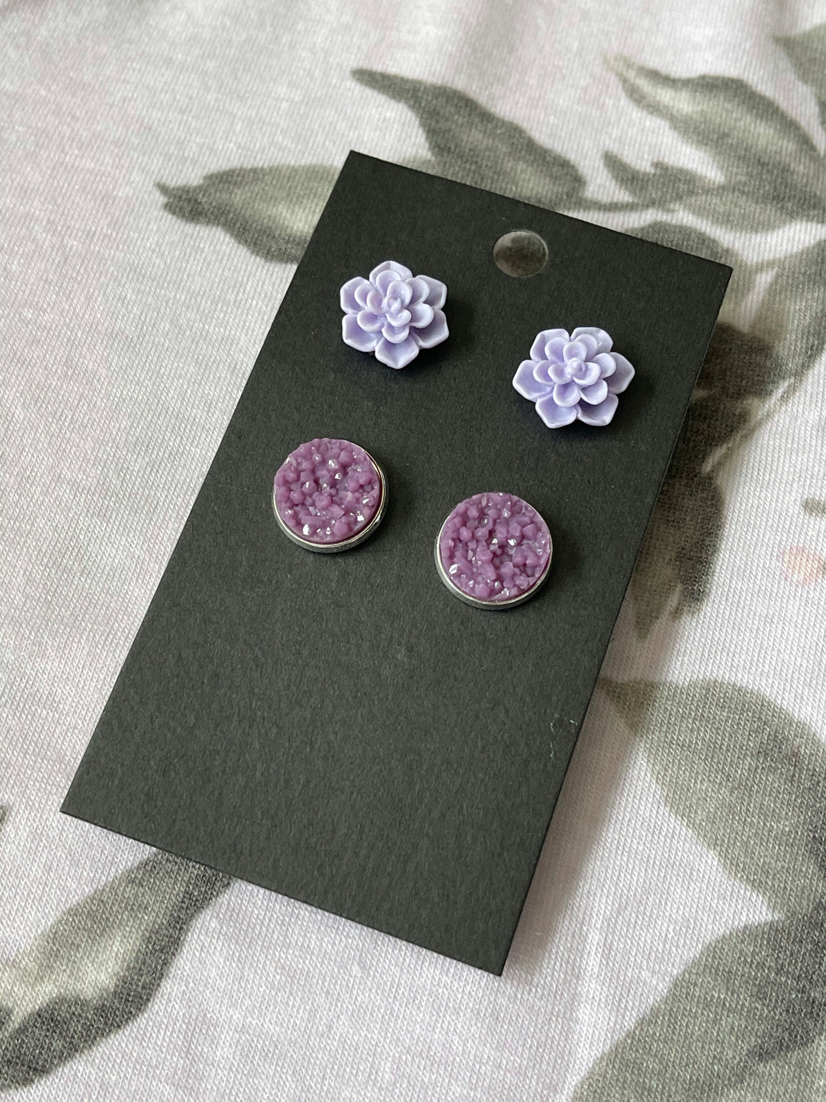 Purple Succulent and Druzy Set — IN STOCK